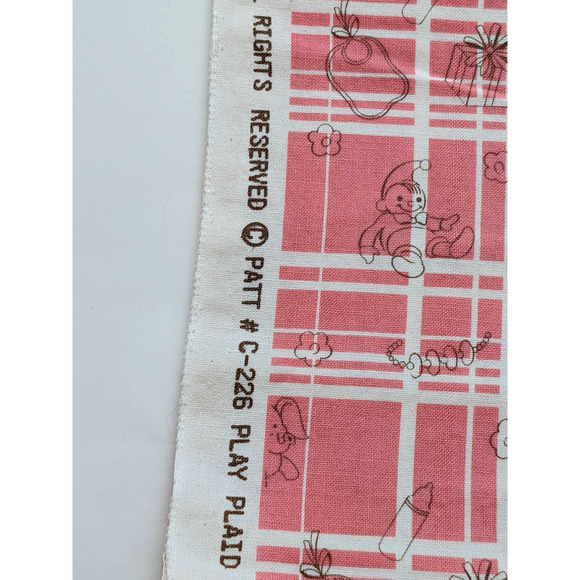 Michael Miller "Play Plaid" Fabric Vintage MCM Reproduction, Retro Nursery Print - Picture 5 of 7